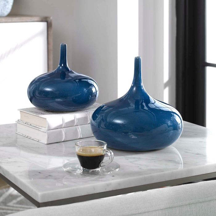Zayan Vases, S/2 Blue-Home Accents-Uttermost-Lighting Design Store