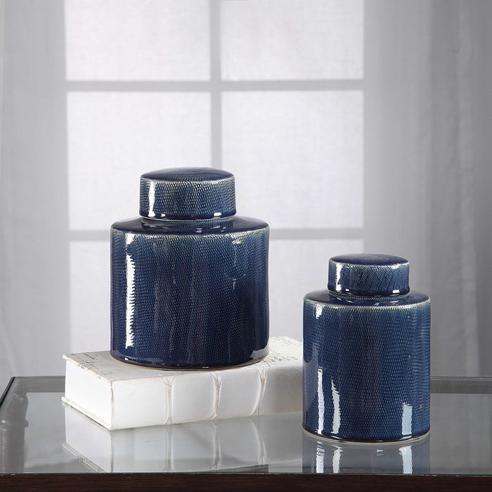 Saniya Containers, S/2 Blue-Home Accents-Uttermost-Lighting Design Store