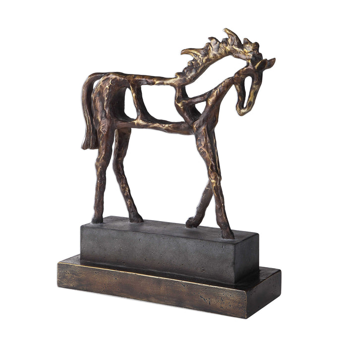Titan Horse Sculpture Antiqued Bronze With Dark Brown-Home Accents-Uttermost-Lighting Design Store