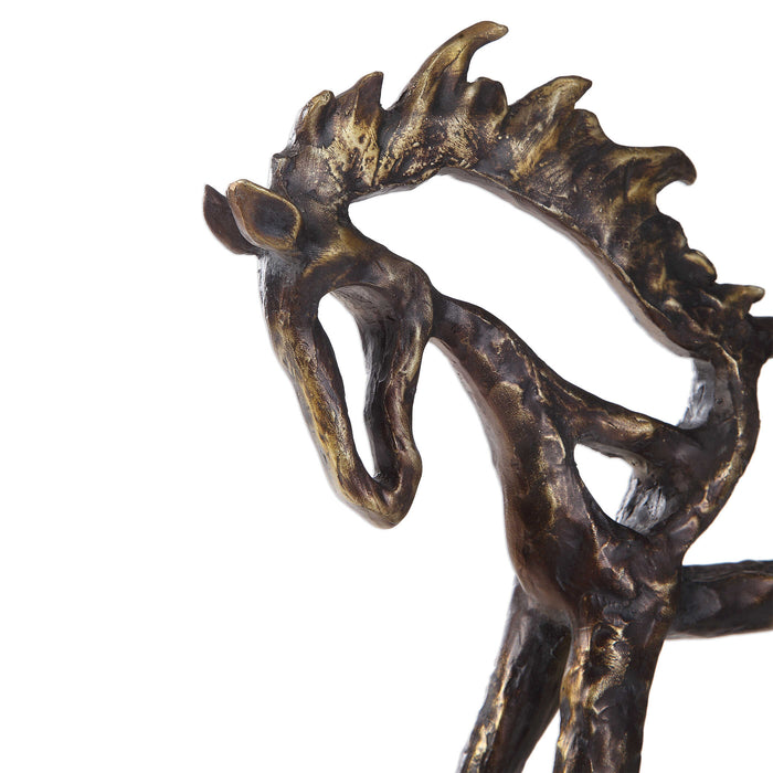 Titan Horse Sculpture Antiqued Bronze With Dark Brown-Home Accents-Uttermost-Lighting Design Store