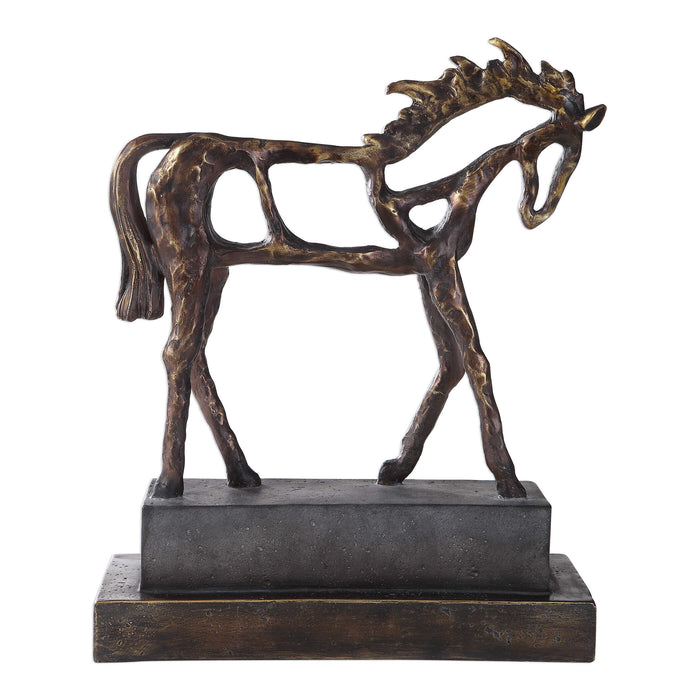 Titan Horse Sculpture Antiqued Bronze With Dark Brown-Home Accents-Uttermost-Lighting Design Store