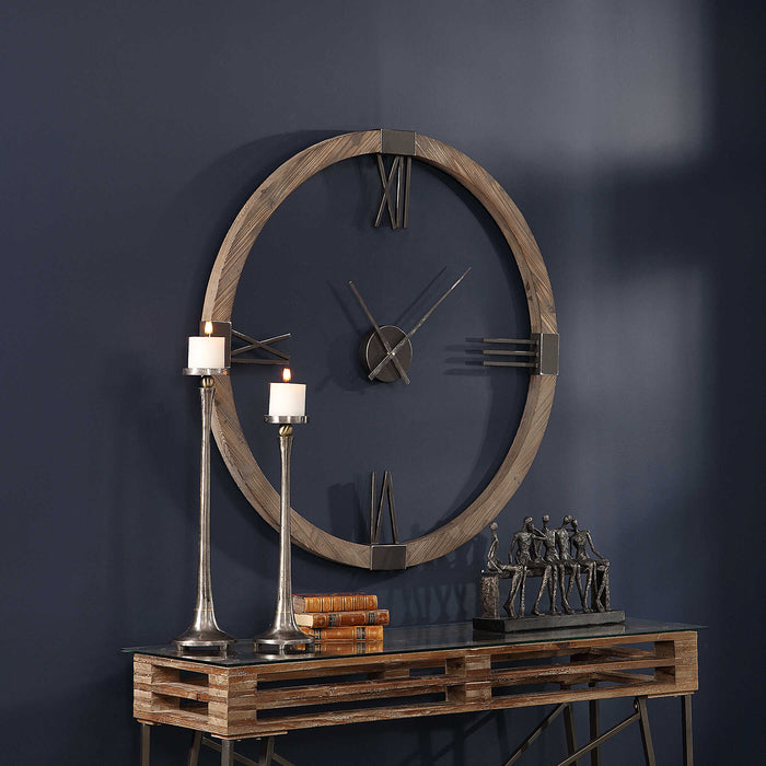 Marcelo Wall Clock Aged Iron-Home Accents-Uttermost-Lighting Design Store