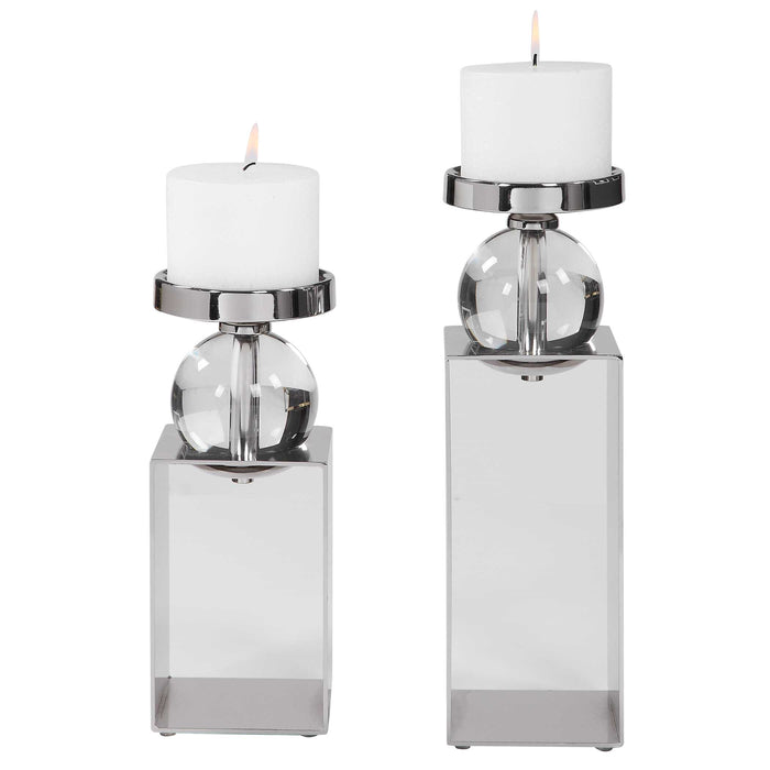Lucian Candleholders, Set/2 Polished Nickel-Home Accents-Uttermost-Lighting Design Store