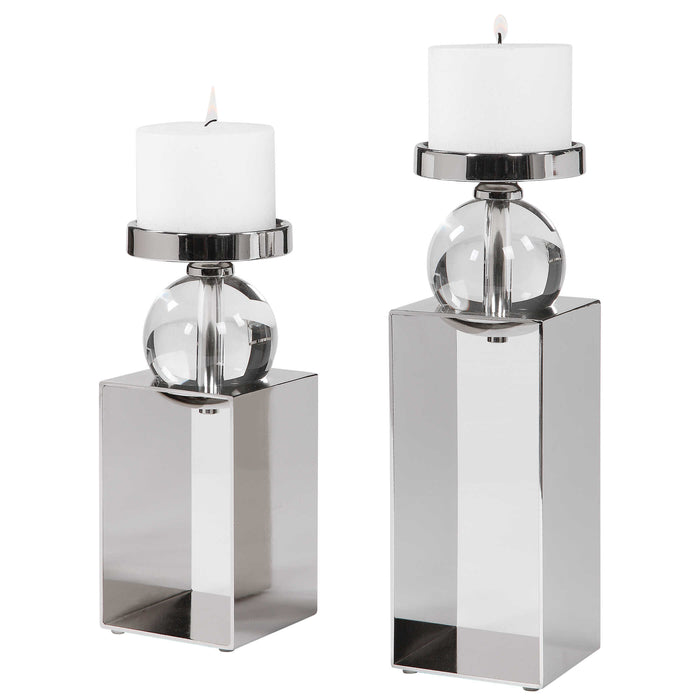 Lucian Candleholders, Set/2 Polished Nickel-Home Accents-Uttermost-Lighting Design Store
