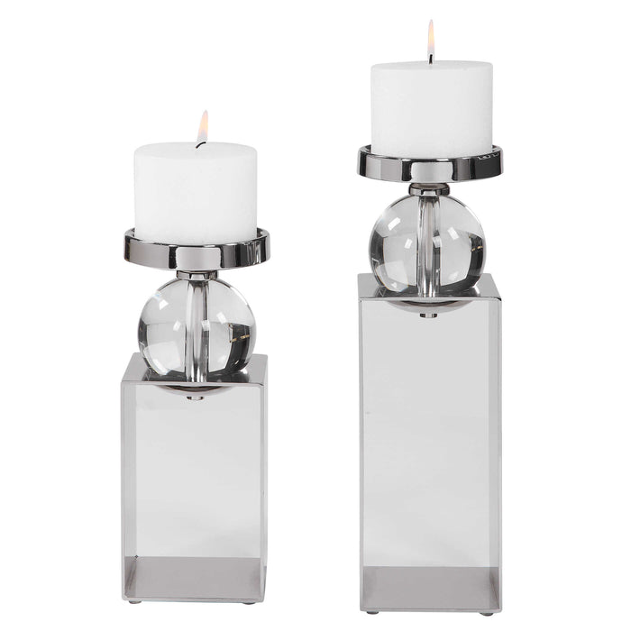 Lucian Candleholders, Set/2 Polished Nickel-Home Accents-Uttermost-Lighting Design Store