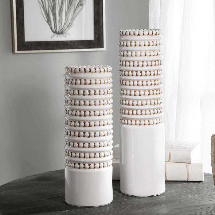 Angelou Vases, S/2 White Glaze-Home Accents-Uttermost-Lighting Design Store