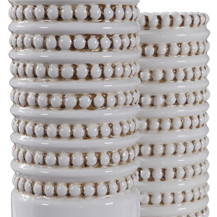 Angelou Vases, S/2 White Glaze-Home Accents-Uttermost-Lighting Design Store