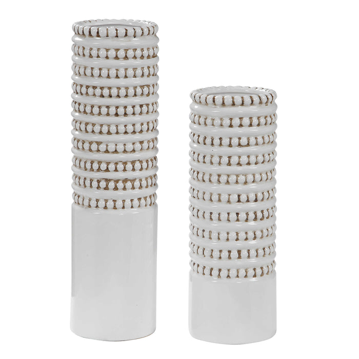 Angelou Vases, S/2 White Glaze-Home Accents-Uttermost-Lighting Design Store