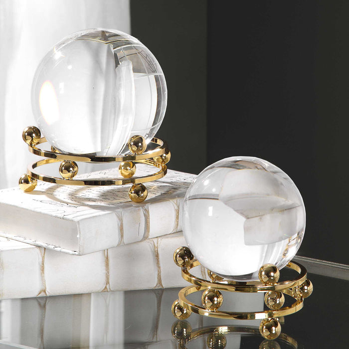 Alega Spheres, Set/2 Polished, Plated Gold-Home Accents-Uttermost-Lighting Design Store