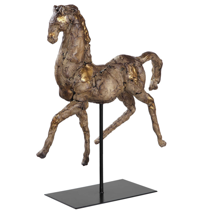 Caballo Sculpture Aged Silver w/Gol-Home Accents-Uttermost-Lighting Design Store