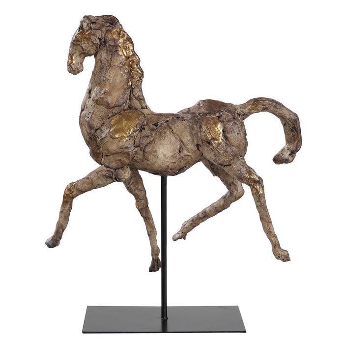 Caballo Sculpture Aged Silver w/Gol-Home Accents-Uttermost-Lighting Design Store