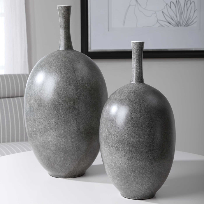 Riordan Vases, S/2 Marbled Black/White/Matte White-Home Accents-Uttermost-Lighting Design Store