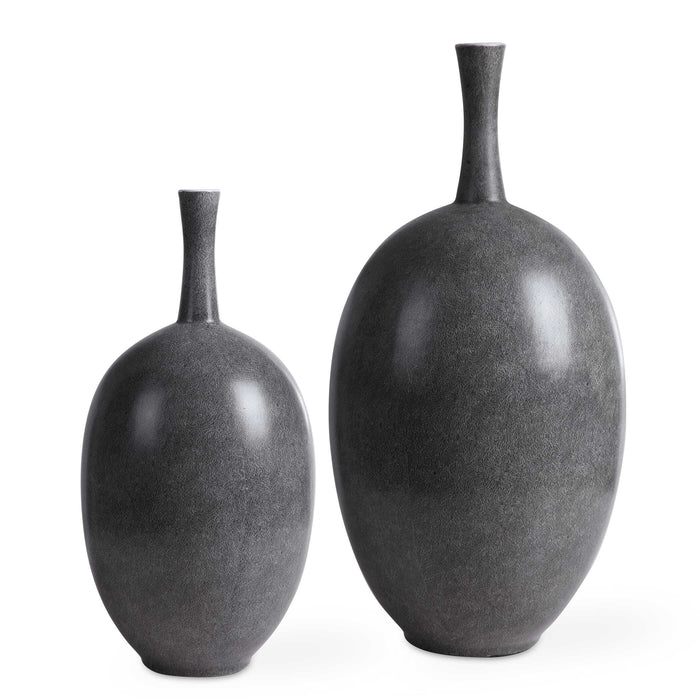 Riordan Vases, S/2 Marbled Black/White/Matte White-Home Accents-Uttermost-Lighting Design Store