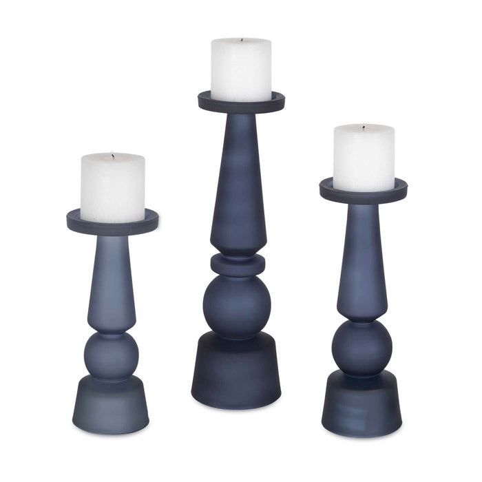 Cassiopeia Candleholders, S/3 Blue/White-Home Accents-Uttermost-Lighting Design Store