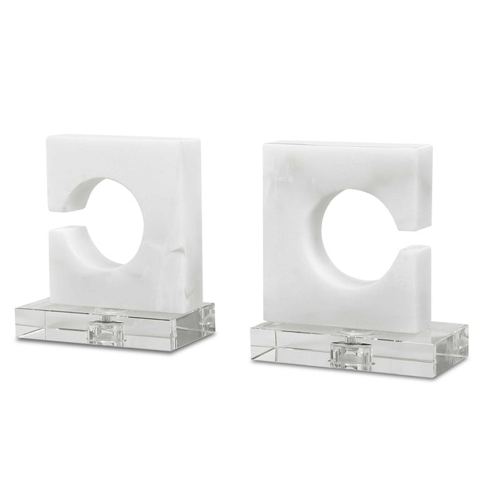Clarin Bookends, S/2 Clean, White And Gray-Home Accents-Uttermost-Lighting Design Store