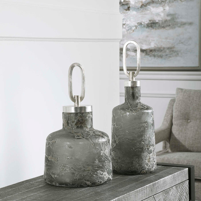 Storm Bottles, S/2 Charcoal, Taupe, And Silver-Home Accents-Uttermost-Lighting Design Store