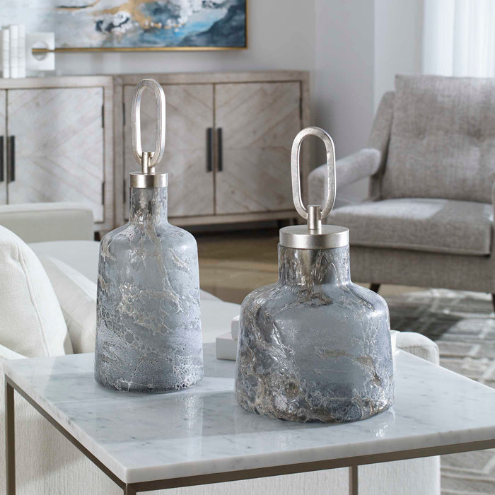 Storm Bottles, S/2 Charcoal, Taupe, And Silver-Home Accents-Uttermost-Lighting Design Store