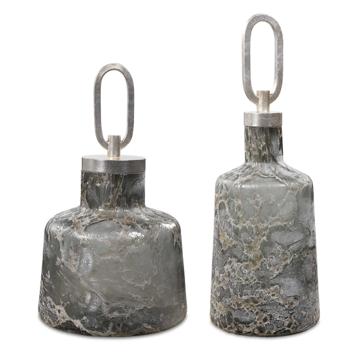 Storm Bottles, S/2 Charcoal, Taupe, And Silver-Home Accents-Uttermost-Lighting Design Store