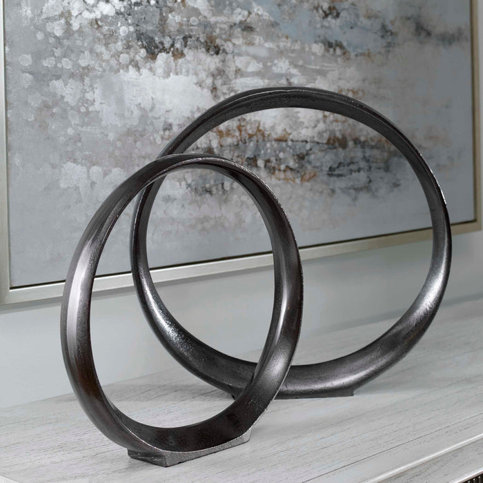 Orbits Sculptures, S/2 Black Nickel-Home Accents-Uttermost-Lighting Design Store
