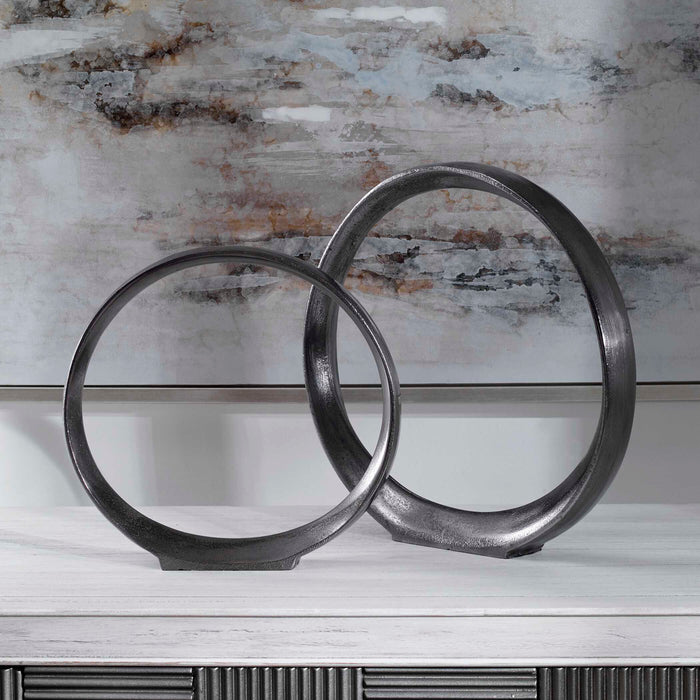 Orbits Sculptures, S/2 Black Nickel-Home Accents-Uttermost-Lighting Design Store