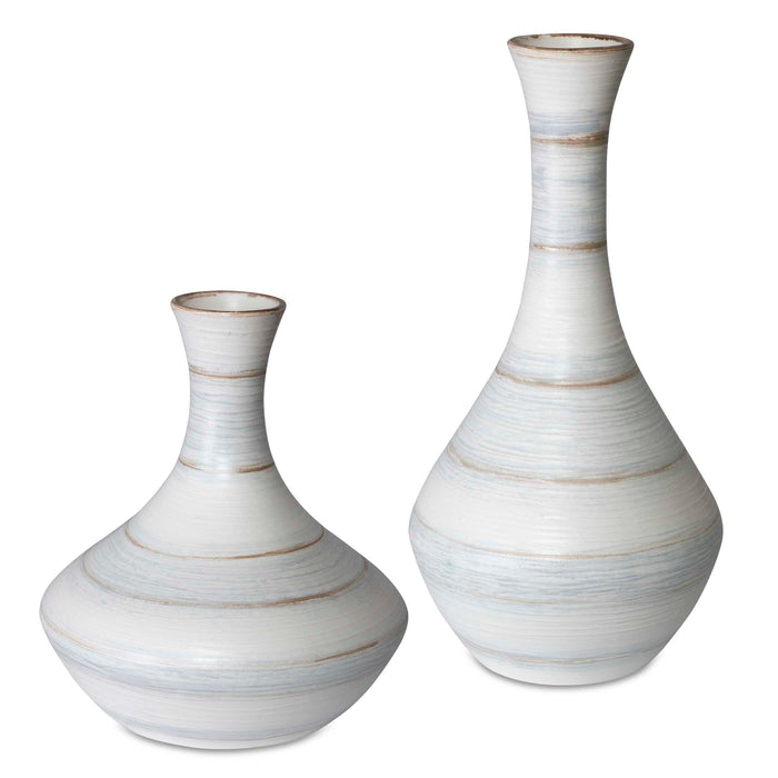 Potter Vases, S/2 Ivory, Blue, And Tan-Home Accents-Uttermost-Lighting Design Store
