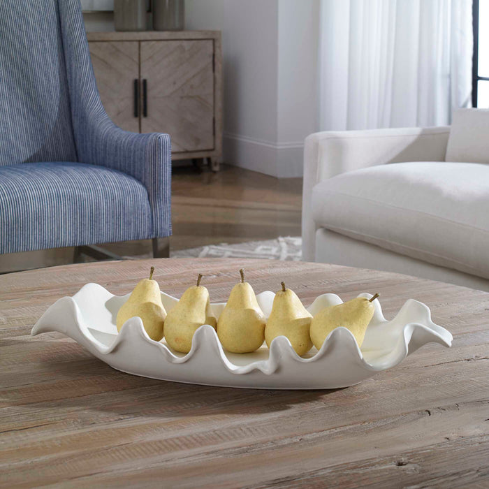 Ruffled Bowl Matte White-Home Accents-Uttermost-Lighting Design Store