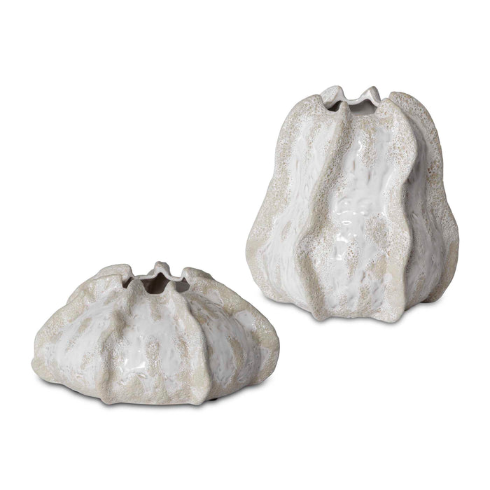 Urchin Vases, S/2 Ivory And Beige-Home Accents-Uttermost-Lighting Design Store