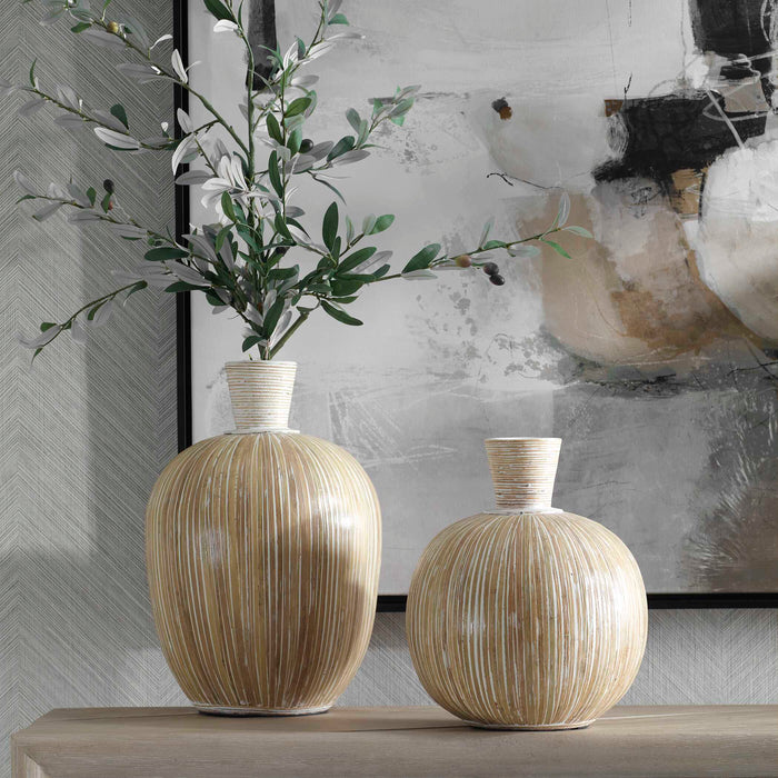 Islander Vases, S/2 White-Home Accents-Uttermost-Lighting Design Store