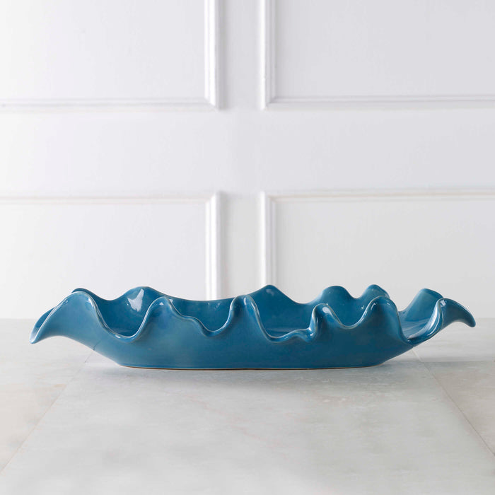 Ruffled Feathers Bowl Gloss Blue-Home Accents-Uttermost-Lighting Design Store
