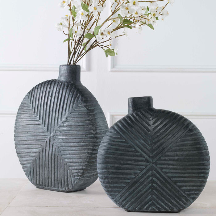 Viewpoint Vases, Set/2 Aged Black-Home Accents-Uttermost-Lighting Design Store