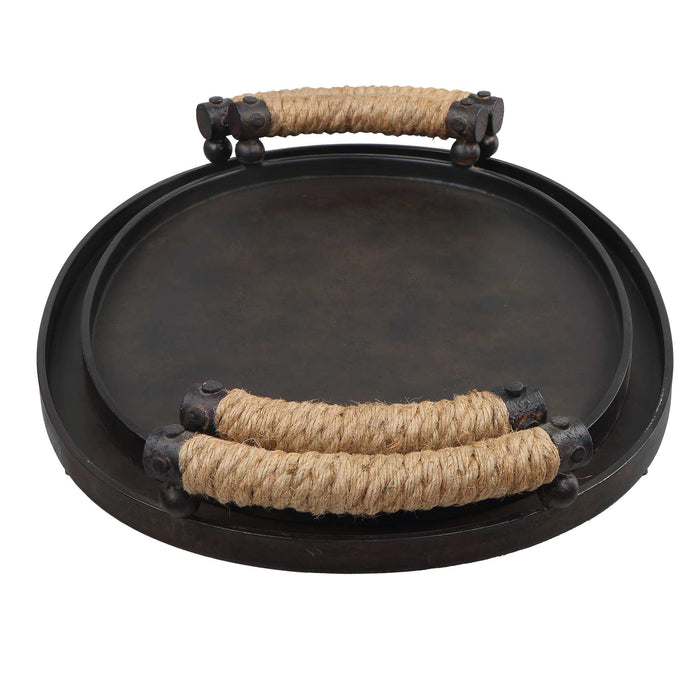 Viggo Trays, Set/2 Rustic Oxidized Bronze-Home Accents-Uttermost-Lighting Design Store
