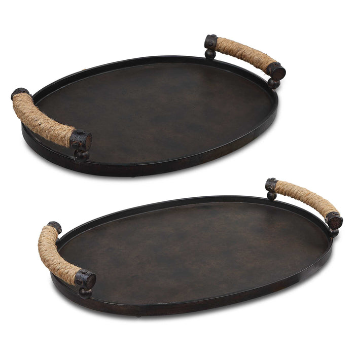 Viggo Trays, Set/2 Rustic Oxidized Bronze-Home Accents-Uttermost-Lighting Design Store