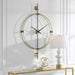 Time Flies Wall Clock Brushed Brass With Satin Black-Home Accents-Uttermost-Lighting Design Store