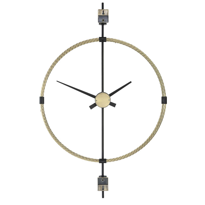 Time Flies Wall Clock Brushed Brass With Satin Black-Home Accents-Uttermost-Lighting Design Store