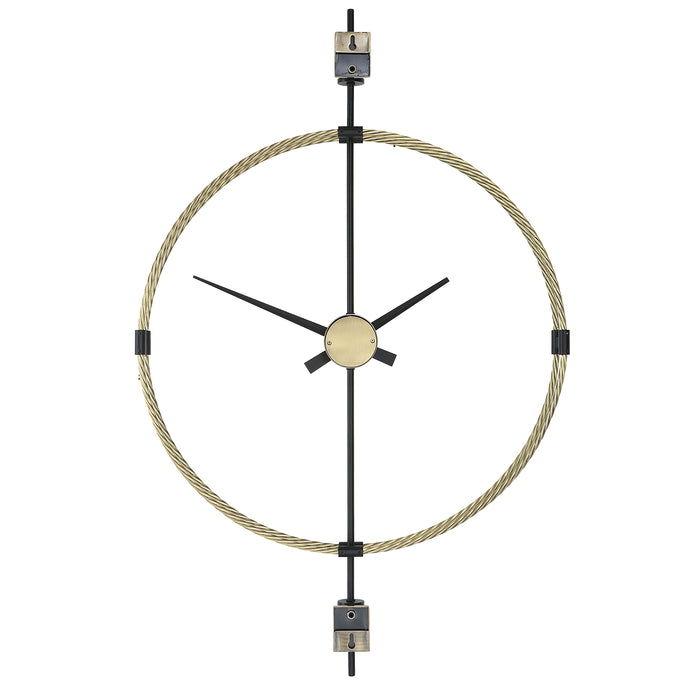 Time Flies Wall Clock Brushed Brass With Satin Black-Home Accents-Uttermost-Lighting Design Store