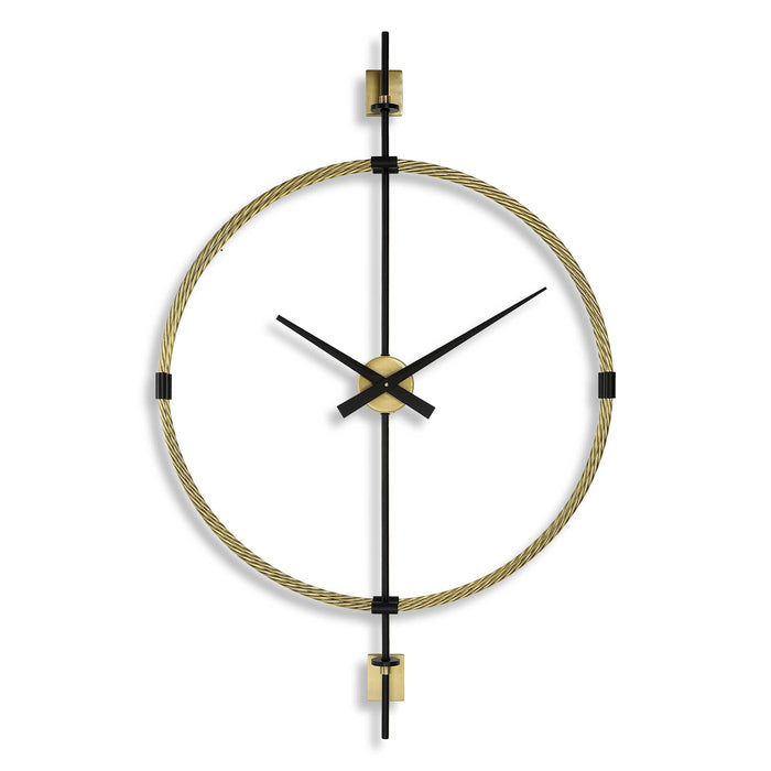 Time Flies Wall Clock Brushed Brass With Satin Black-Home Accents-Uttermost-Lighting Design Store