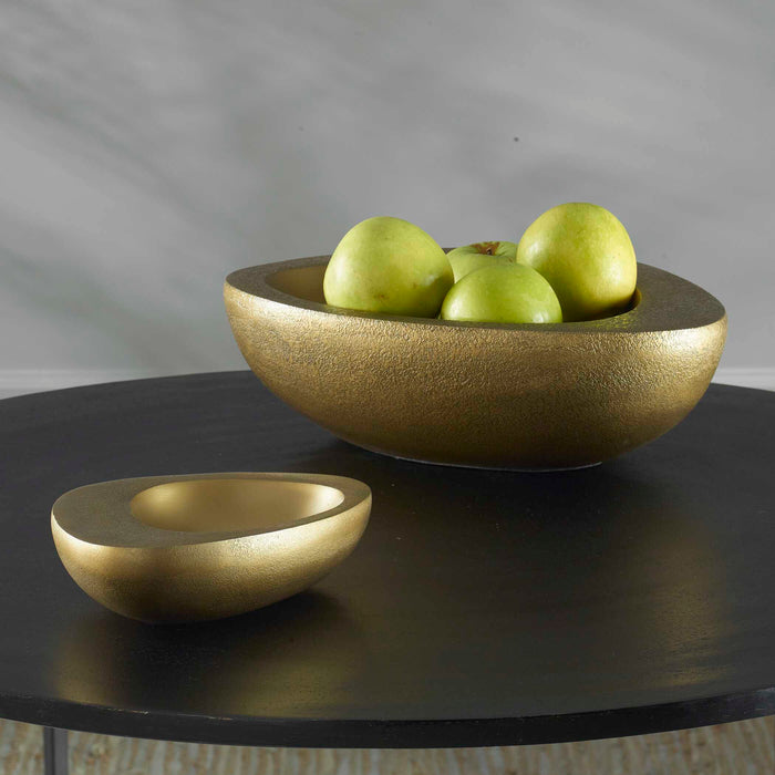 Ovate Bowls, Set Of 2 Antique Brass-Home Accents-Uttermost-Lighting Design Store