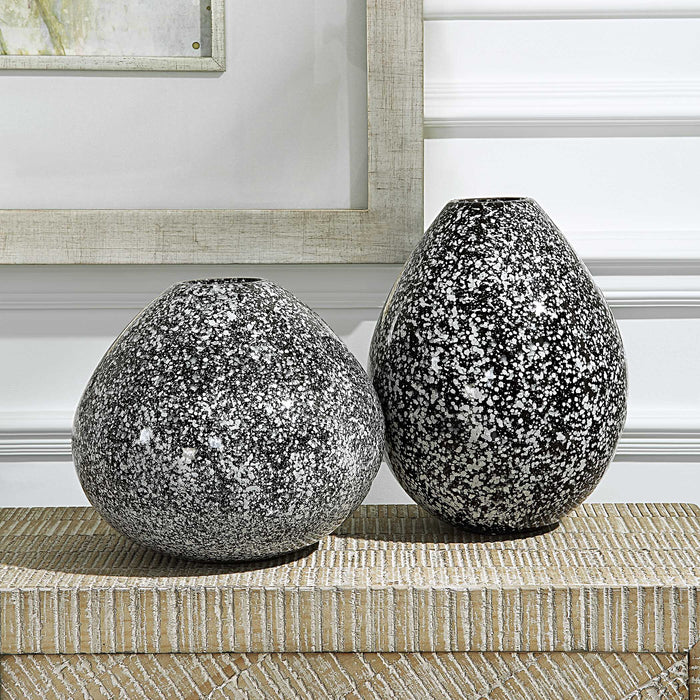Cosmic Vases, Set/2 Black And White-Home Accents-Uttermost-Lighting Design Store