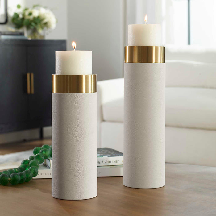 Wessex Candleholders, Set/2 Antique Brushed Brass-Home Accents-Uttermost-Lighting Design Store
