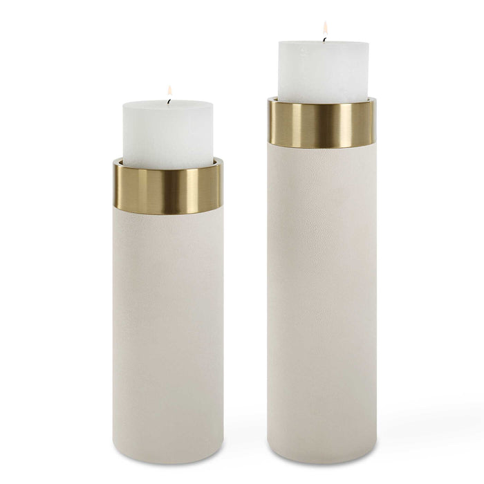 Wessex Candleholders, Set/2 Antique Brushed Brass-Home Accents-Uttermost-Lighting Design Store