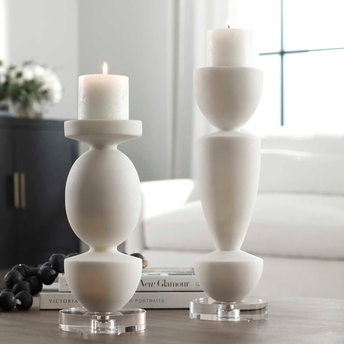 Lido Candleholders, Set/2 Ivory-Home Accents-Uttermost-Lighting Design Store