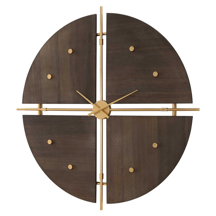 Walnut Elegance Wall Clock Metallic Gold-Home Accents-Uttermost-Lighting Design Store
