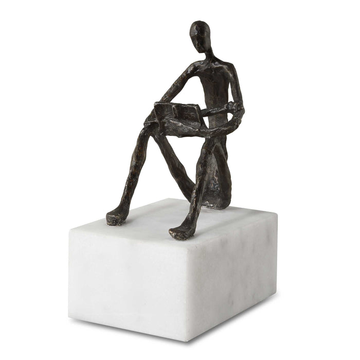 Sit Back, Relax And Read Sculpture Dark Brown-Home Accents-Uttermost-Lighting Design Store