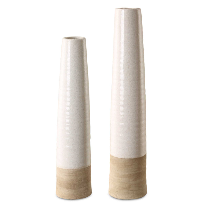 Ivory Sands Vases, S/2 White Ceramic-Home Accents-Uttermost-Lighting Design Store