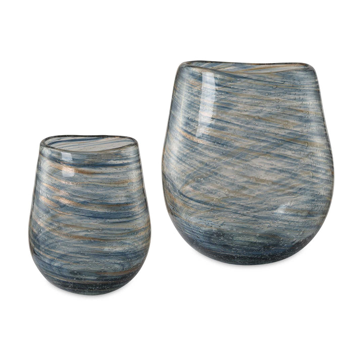 Aurora Vases, S/2 Blue And Gold-Home Accents-Uttermost-Lighting Design Store