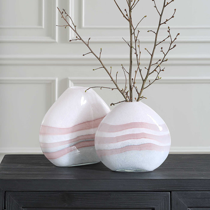 Blush Vases, S/2 White And Green-gray-Home Accents-Uttermost-Lighting Design Store