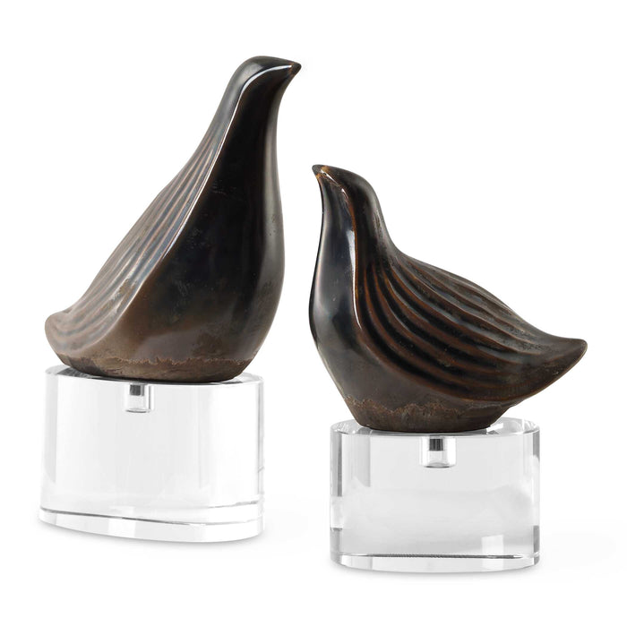 Nesting Bird Sculptures, S/2 Gunmetal Gray-Home Accents-Uttermost-Lighting Design Store