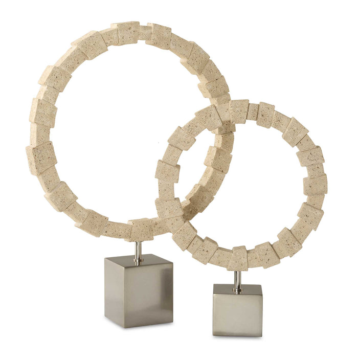 Ivory Fusion Sculptures, S/2 Brushed Nickel-Home Accents-Uttermost-Lighting Design Store
