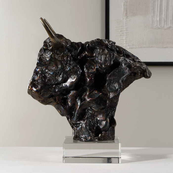 Bison Sculpture Tarnished Bronze-Home Accents-Uttermost-Lighting Design Store