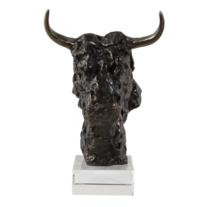 Bison Sculpture Tarnished Bronze-Home Accents-Uttermost-Lighting Design Store